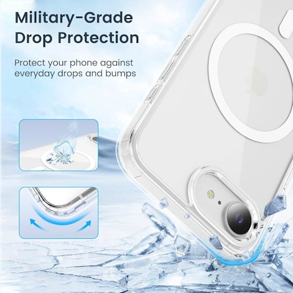 Temdan Skal för iPhone 16e, Transparent, [Kompatibel med Magsafe][Anti-Gulning][Militärklassat Skydd] Stöttåligt Slimmat Magnetiskt Skal