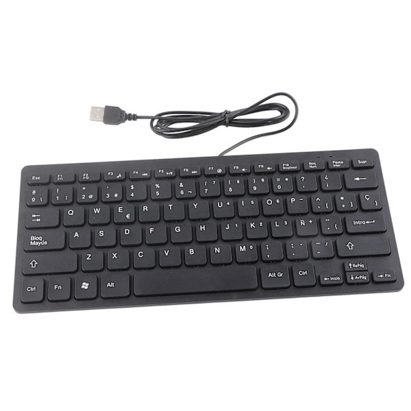 Kablet Mini Bærbar Spansk Tastatur USB-grensesnitt for Stasjonær Datamaskin Ultra Tynn 78 Taster