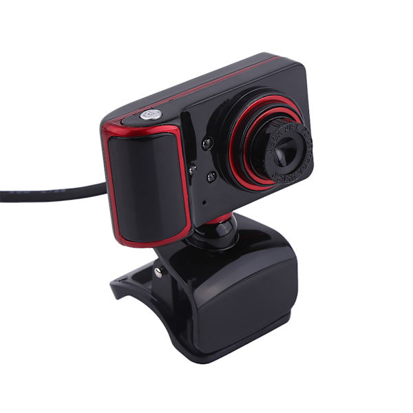 16M Pixel HD Webcam Clip-on  3 LED Rotatable Web Camera til PC Computer Sort + Rød
