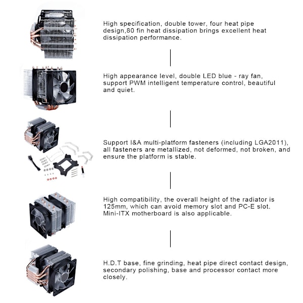 ID-COOLING SE-904TWIN kaksoistorninen CPU-jäähdytin LED-tuuletin CPU-jäähdytin kaksoistorninen CPU-ilmajäähdytin