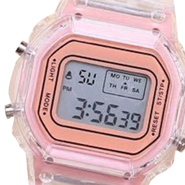 LED Digital Watch Transparent Vattentät Lättvikts Exakt Time Sports Armbandsur (Rose Gold