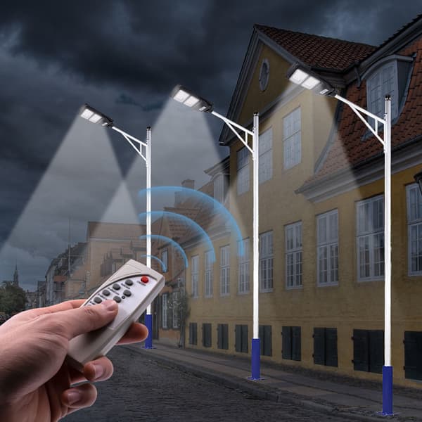 Solcelledrevet sensor gatelampe vanntett RC radarsensor lys for utendørs gårdsplass 200W