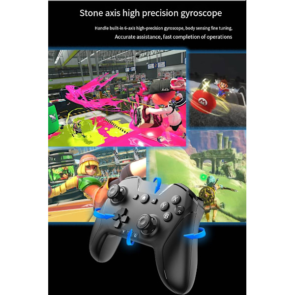 For Nintendo Ns Switch Pro håndtak Apple datamaskin trådløs Bluetooth mobiltelefon 2.4G spillhåndtak Blue