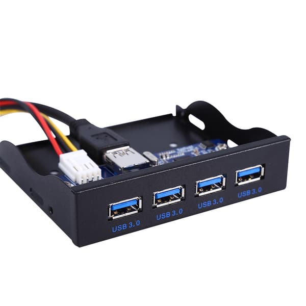 4 porter USB 3.0 metall floppy bay frontpanel hub utvidelse SATA strømkobling adapter