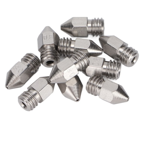 10 kpl 3D-tulostin suuttimet MK8 ruostumaton teräs 1,75 mm suulake tulostuspään osat tarvikkeet 0,8 mm