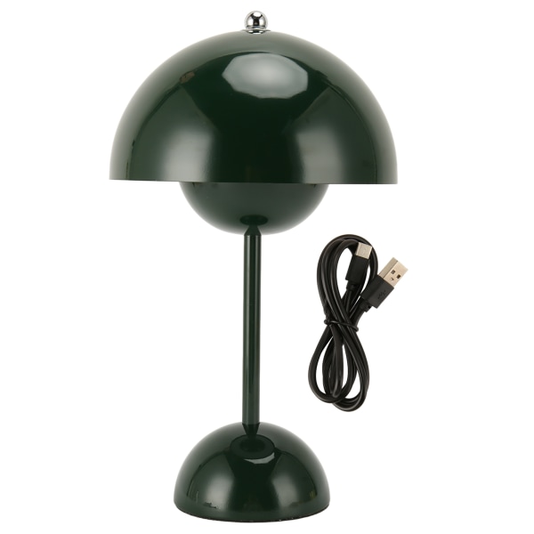Svampebordslampe 1800mAh LED 3 lystilstande USB Type C Trinløs dæmpning Touch Dæmpbar Lille sengebordslampe til hjemmekontor Mørkegrøn