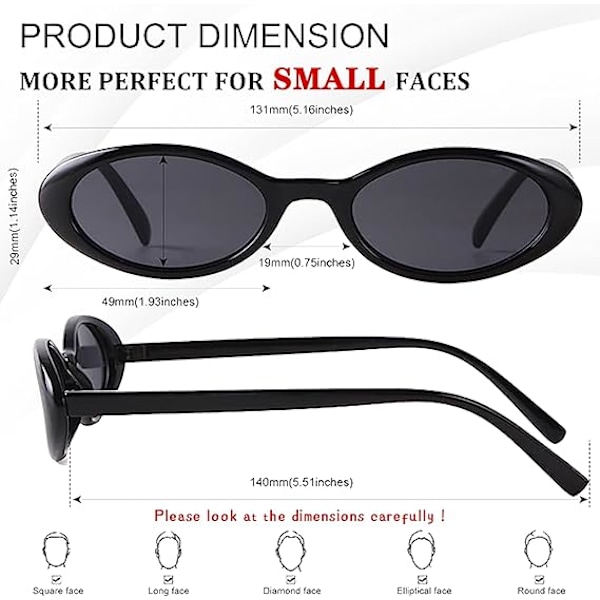 Trendy ovale solbriller for kvinner 90-talls vintage solbriller mote fargede briller UV400 beskyttelse Tortoise