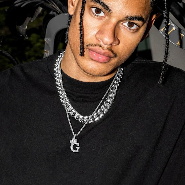 Krone Initial A-Z Halskæde, Iced Out Bogstav Vedhæng med 22-24 Tommer Kæde, Mænd Kvinder Bling Hip Hop Alfabet Navn Smykker Gave Store Initialer Halskæder G Silver