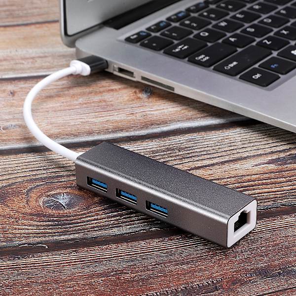 DM HE83 Aluminium Alloy Wired Nätverkskort 100M USB 3.0 HUB Adapter USB till RJ45