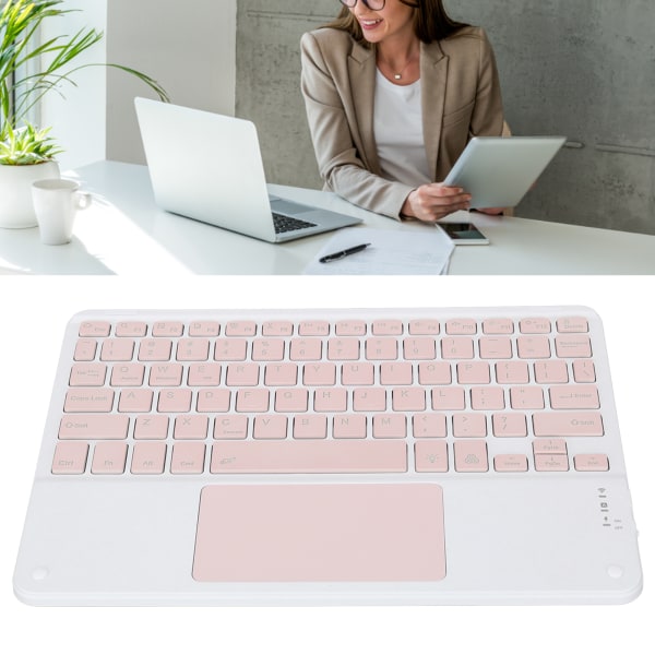 Langaton näppäimistö kosketuslevyllä Quadrate Keycap Erittäin ohut 10 tuuman langaton näppäimistö RGB-taustavalolla kotitoimistoon Pink