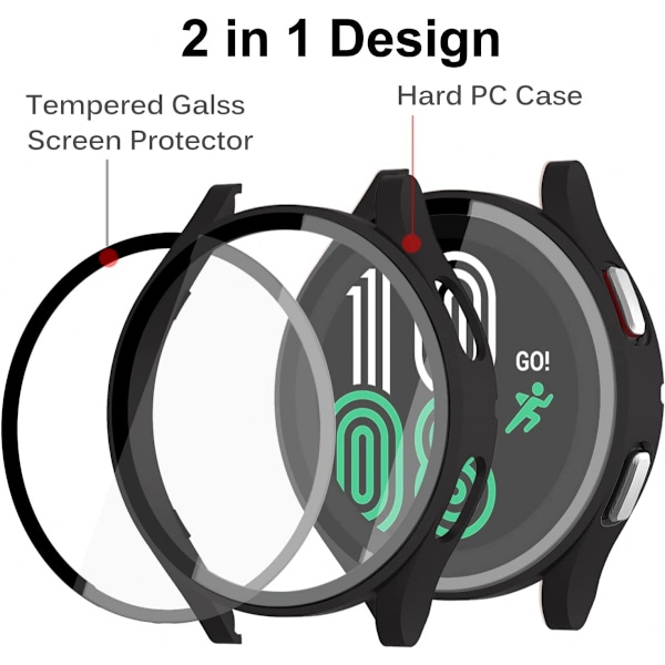 For Kompatibel med Samsung Galaxy Watch 4 40mm Etui Herdet Glass Skjermbeskytter Hard Matte PC Beskyttende Ramme Riperesistanse Full Cover Gal
