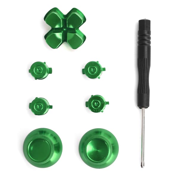 Spilkontroller Aluminiumlegering Knapper Tommelfinger Stick Sæt Udskiftningsdele til PS4Grøn