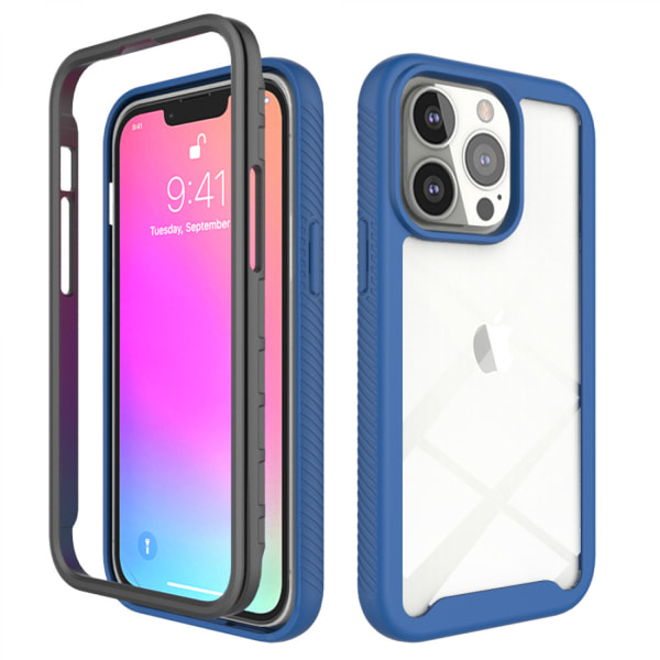 JUSTUP Design for iPhone Case with Built-in Screen Protector Heavy Duty Full Body Protection Rugged Shockproof Clear Case  iPhone 13 (Royal Blue)
