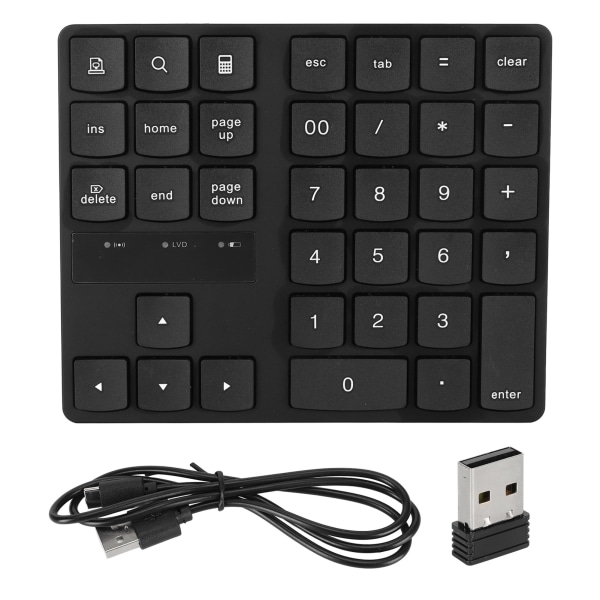 35-tasters mini numerisk tastatur U-formede taster 32,8 fot overføringsavstand Lavt støy 2,4G trådløs talltastatur for bærbar PC