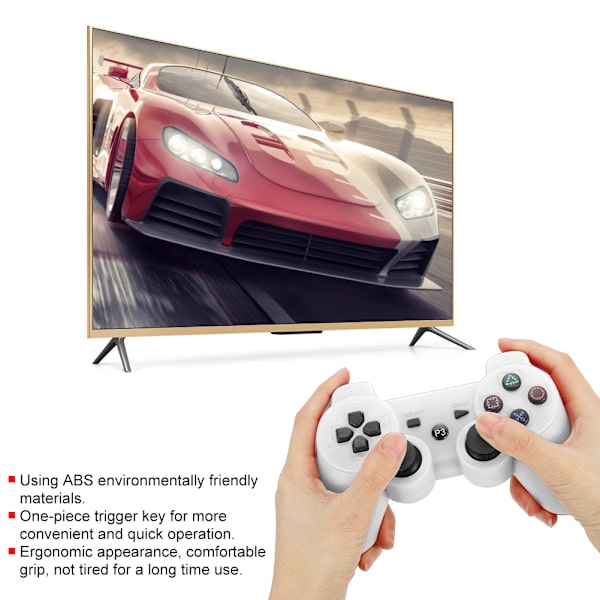 Trådløs intelligent Bluetooth-spil Gamepad funktionelt håndtag Signalstabilisering til PS3 hvid
