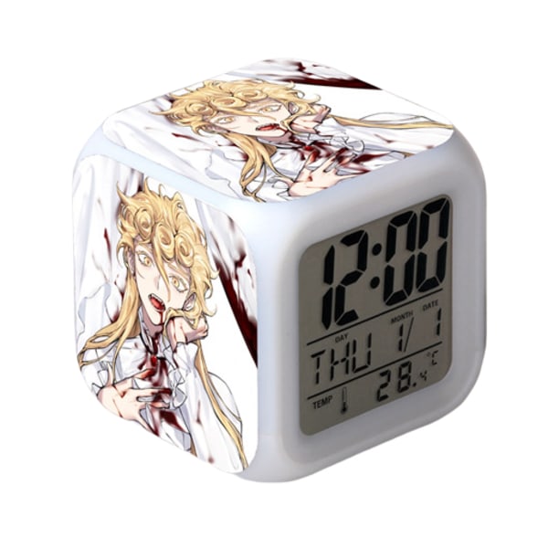 Wekity Anime  Alarmklocka One Piece LED Kvadratisk Klocka Digital Väckarklocka med Tid, Temperatur, Alarm, Datum