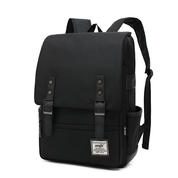 Bærbar PC-ryggsekk Vanntett Håndbagasje Ryggsekk Arbeid Forretningsreise Skoleveske Mote College Skoleveske Black Zipper All Black M