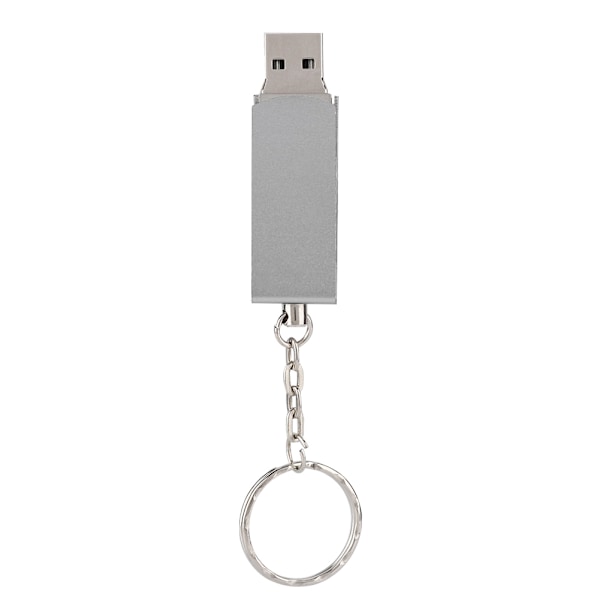 Väriä vaihtava työntö-veto metalli U-levy USB-muistitikku 16 Gt avaimenperällä (hopea)