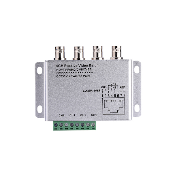 4-kanals RJ45 HD Passiv Video Balun HD-TVI/AHD/CVI/CVBS CCTV Via Twisted Pairs