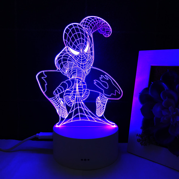 Qinwei 3D Illusion Lamppu Anime-hahmo 3D LED Night Light Touch -kaukosäädin lasten makuuhuoneen sisustukseen – Tyyli 3 (Yleinen pohja)