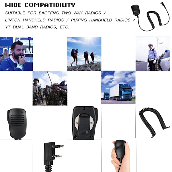 K Head håndholdt mikrofonhøjttaler headset med hovedtelefonstik til walkie talkie