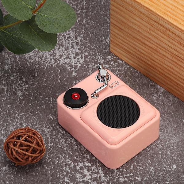 Mini Bärbar Retro Trådlös Bluetooth 5.0 Stereo Högtalare för Kök/Resor/Fiske (Rosa)