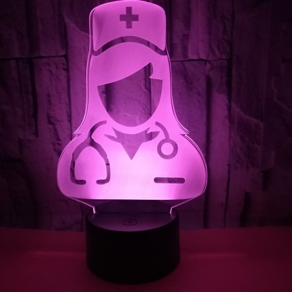 Qinwei Nurse 3D Illusion Nattlampa 16 Färger Ändra Touch Fjärrkontroll Heminredning LED Jul Födelsedagspresent (Stil X)