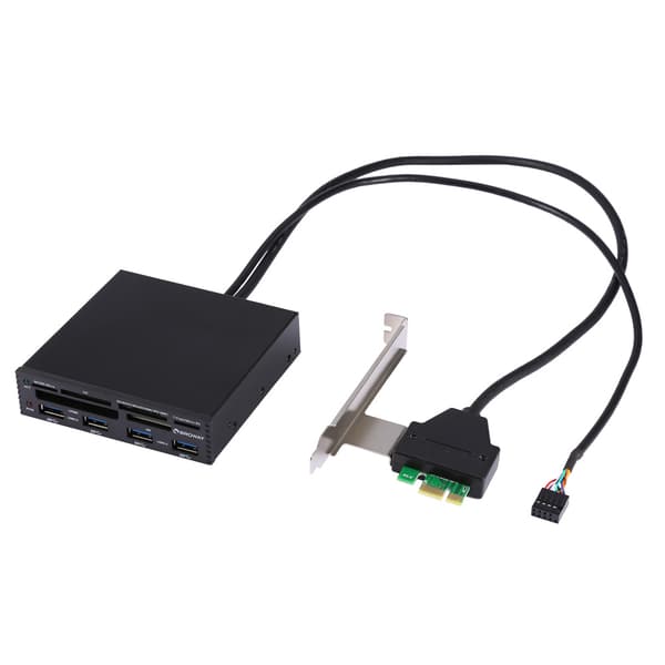 3,5\" Frontpanel PCI-E til USB 3.0 4-porters SD TF-kortleser   USB 3.0 driver-CD
