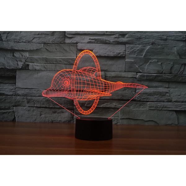 3D Delfin Fjernbetjening 16 Farve Natlys Illusion Akryl LED Bord Sengelampe Børneværelse Skrivebords Dekoration Fødselsdagsgaver Legetøj til Børn