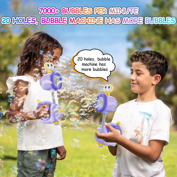 Snigel Automatisk Uppladdningsbar Bubbelmaskin för Pojkar och Flickor, Present från 3 år, Bubbelpistol med Belysning, Fantastisk Bubbelstav purple