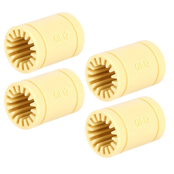 4 stk. Lejeskafter i Plast Gul LM12UU Massiv Polymer Lineærlejer til 3D-printer RepRap Mendel RJMP‑01‑12
