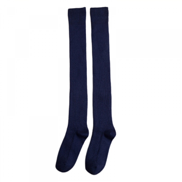 Womens Thigh High Socks Cotton Striped Over the Knee Socks Long Knee High Socks for Women Navy Blue