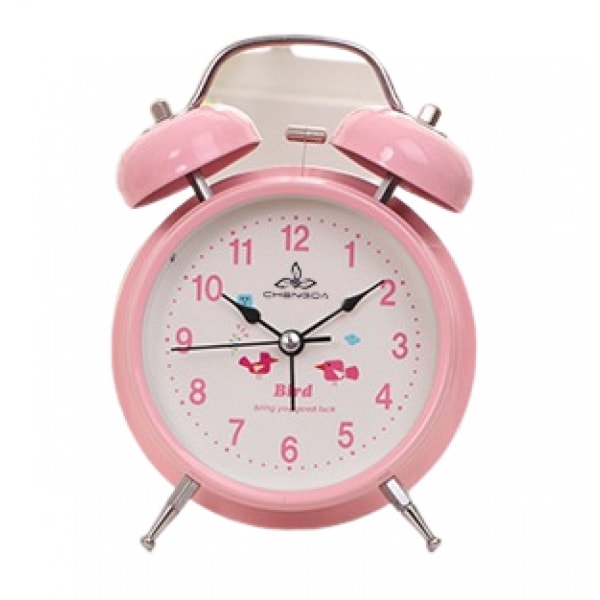 4 tuuman yksinkertainen tyylinen metallinen kaksoiskello, jossa valoisa opiskelijalapset aikuisten söpö kello makuuhuoneen sängyn vieressä pieni herätyskello (vaaleanpunainen)