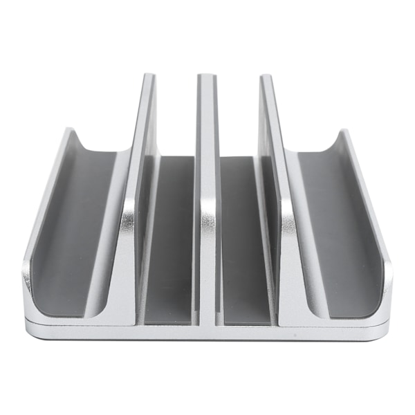 Bærbar computer arrangør aluminiumlegering lodret stativ justerbar dobbelt slot til bærbar computer opbevaring