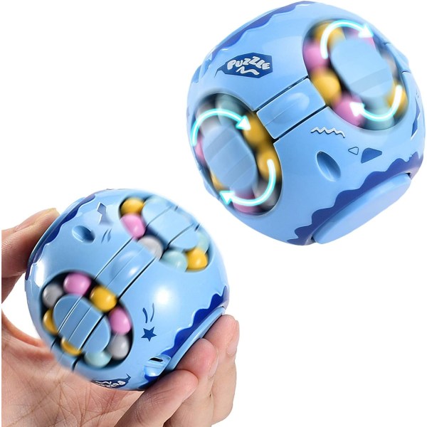 2 in1 Pyörivä Fidget Spinner Magic Bean Infinity Cube Stress relief pallo Aikuiset Lapset Unisex-Lapset Opettavat palapelikuutiolelut (sininen)