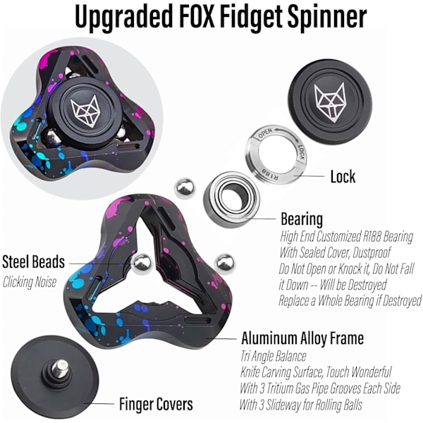 Metallisk Fidget Spinner för Vuxna, Rostfritt Stål Fidget Leksaker, Liten Mini Fidget Block, Tysta Lager EDC för Män Ångest Cool