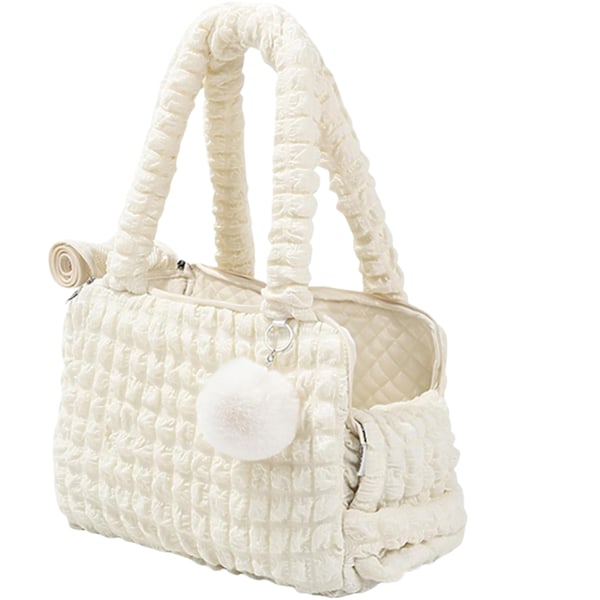 Udendørs Rejse Sling Bæretaske med Sikker Seleklips, Håndfri Mesh Top Taske til Kat og Lille Hund, Max 6,8 kg (Hvid white