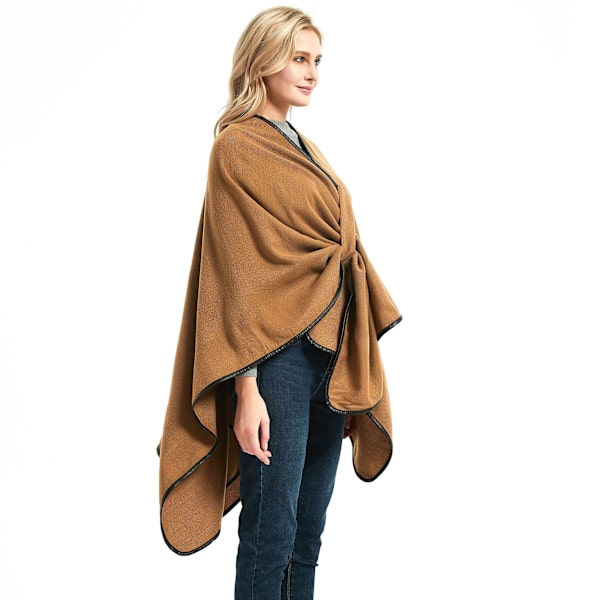 Kvinnors cape cardigan med bälte, lämplig för höst och vinter