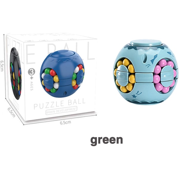 2 i 1 roterende Fidget Spinner Magic Bean Infinity Cube Stress Relief Ball Voksne Barn Unisex-Barn Pedagogiske Puslespill Leker (Grønn)