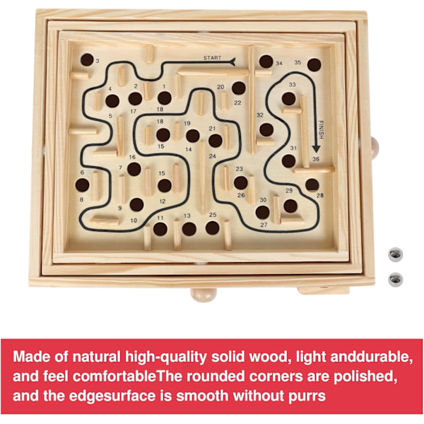 Træ Labyrinth Spil, Marmor Kugle Tilt Maze Brætspil, Bord Balance Spil og Legetøj til Børn og Voksne