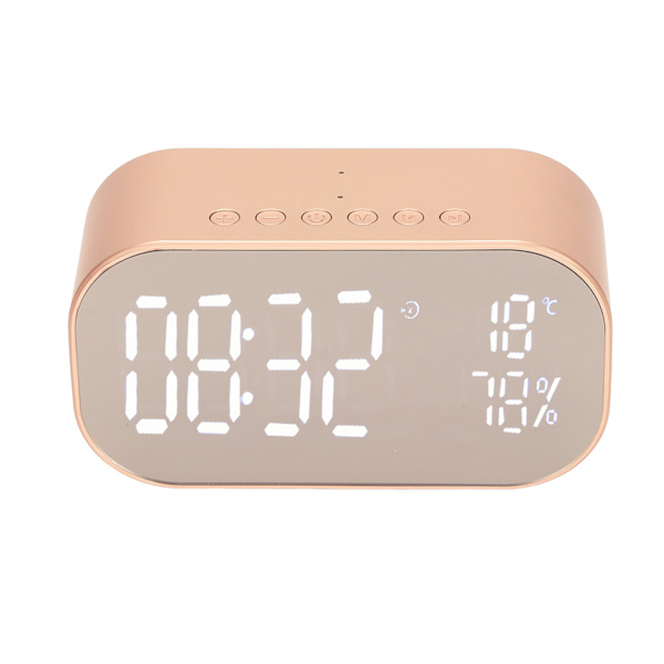 Alarmklockradio Multifunktion FM Digital Radioväckarklocka med Bluetooth-högtalare för hemsovrumGuld