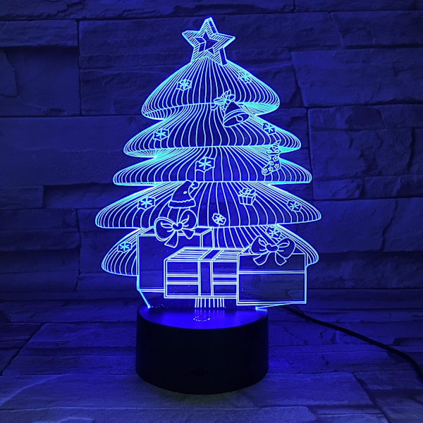 Uruzuo Glædelig Jul Træ Julemand 3D Illusion Natlys Legetøj Snemand Lampe, Skrivebord Julelys Fødselsdag Dekorationer Gaver Fest Værelse Dekoration