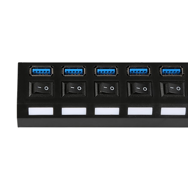 Ekstern 7 porte USB 3.0 hub høj hastighed tænd/sluk deling switch splitter til MAC sort