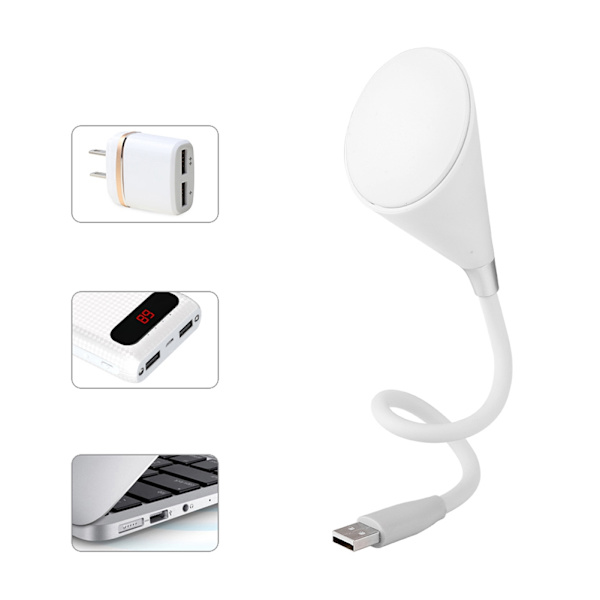 Mini trådløs Bluetooth-høyttaler Smart Touch USB LED-lyspære fleksibel for bærbar PC (hvit)