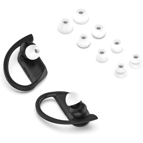 Vaihdettava silikoninen korvanappikuulokkeet, jotka ovat yhteensopivia Beats by dr dre Powerbeats Pro langattomien kuulokkeiden kanssa (valkoinen 8 kpl)