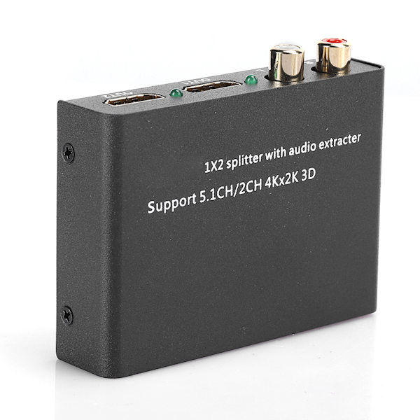 Audio Extractor HDMI Splitter Adapter 1 Inngang 2 Utgang Forsterket Bryter -240V