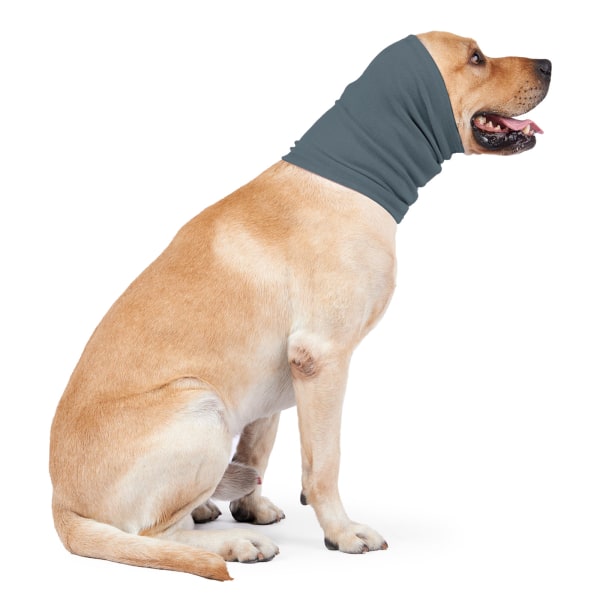 Öronmuffar för hund, hundhuva för ljudskydd, ångestlindring, lugnande nack- och öronvärmare för hundar och katter (ljusblå, stor)