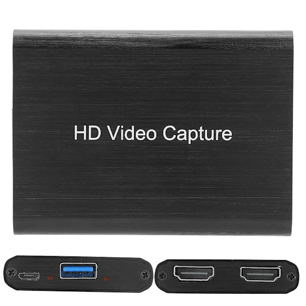 USB3.0-videokaappauskortti 2 x HDMI-portti 4K High Definition 1080P Live Record No Stuckblack