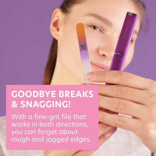 Bona Fide Beauty Tjekkisk Glas Neglefil med Etui, Pastelgrøn Violet Premium Krystal Neglefil til Naturlige Negle. Negleplejeværktøj Gi