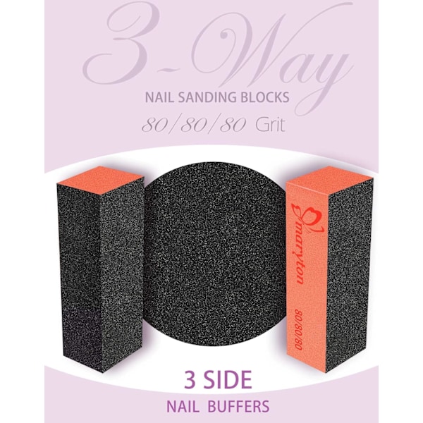 Nagelslippblock, 80/80 Grit Nagelfilar för Akrylnaglar Kit Manikyrverktyg 10 ST